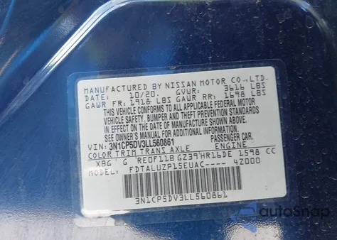 2020 Nissan Kicks Sr Xtronic Cvt z USA, uszkodzony, nr VIN 3N1CP5DV3LL560861